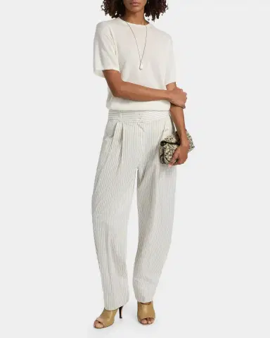 TOTEME Striped Cotton-Silk Balloon Trousers | Thumbnail 2