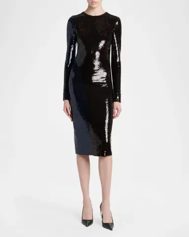Tom Ford Sequined Long-Sleeve Midi Dress | Thumbnail 2