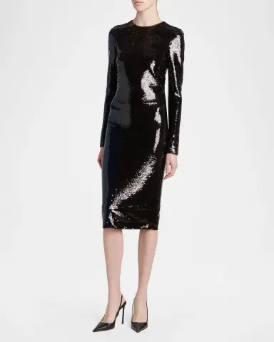 Tom Ford Sequined Long-Sleeve Midi Dress | Thumbnail 4