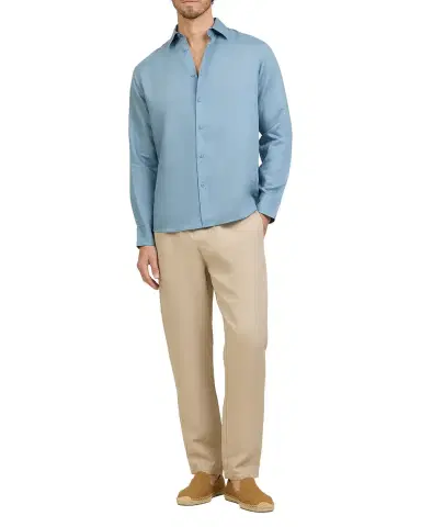 Onia Men 's Air Linen-Blend Long-Sleeve Shirt | Thumbnail 3