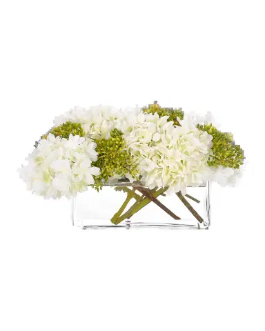 NDI Hydrangeas 8" Faux Floral Arrangement in Glass Vase | Thumbnail 2 NDI Hydrangeas 8" Faux Floral Arrangement in Glass Vase | Thumbnail 2