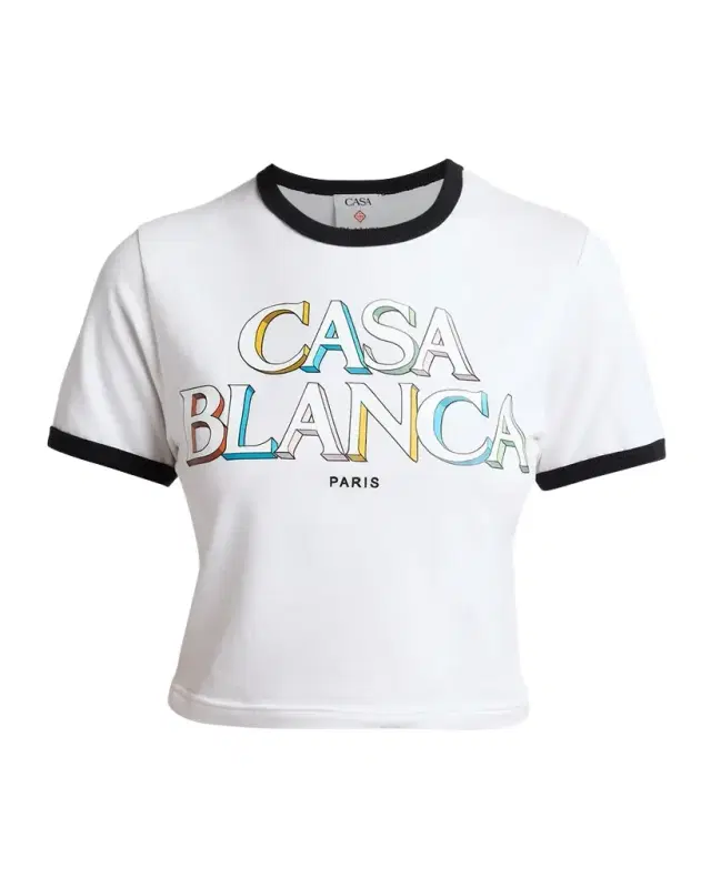 Casablanca Stacked Logo Cropped Ringer T-Shirt