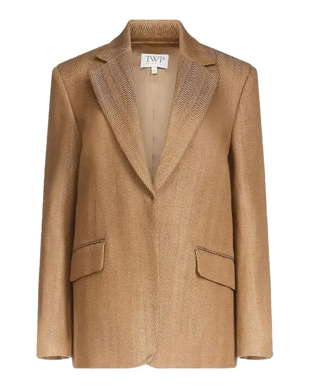 TWP Jillian Herringbone Linen-Blend Blazer