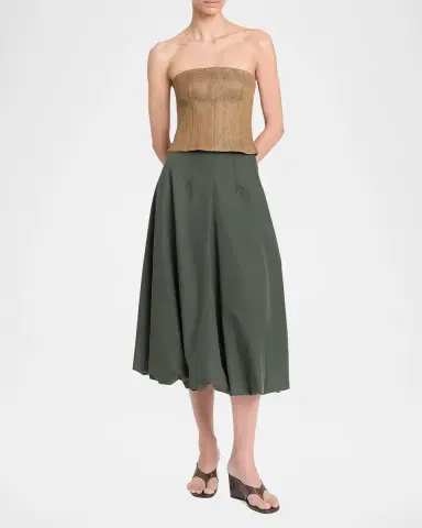 TWP Jillian Herringbone Linen-Blend Bustier | Thumbnail 2 TWP Jillian Herringbone Linen-Blend Bustier | Thumbnail 2