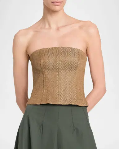 TWP Jillian Herringbone Linen-Blend Bustier | Thumbnail 4 TWP Jillian Herringbone Linen-Blend Bustier | Thumbnail 4