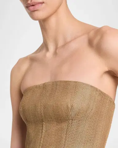 TWP Jillian Herringbone Linen-Blend Bustier | Thumbnail 5 TWP Jillian Herringbone Linen-Blend Bustier | Thumbnail 5