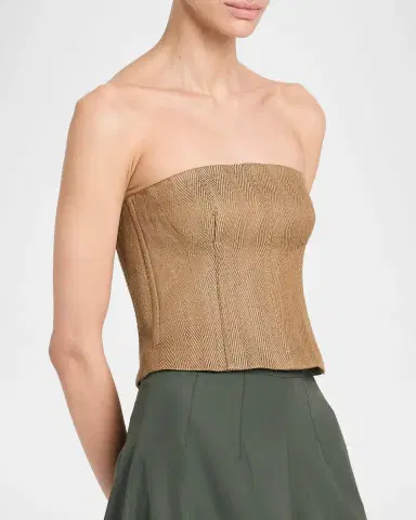 TWP Jillian Herringbone Linen-Blend Bustier | Thumbnail 6 TWP Jillian Herringbone Linen-Blend Bustier | Thumbnail 6