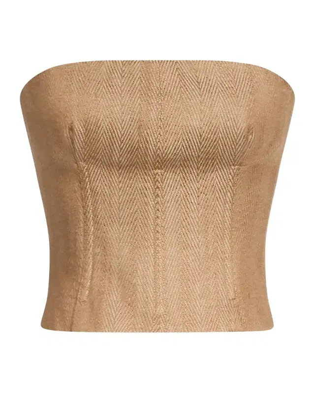 TWP Jillian Chevron Linen-Blend Bustier