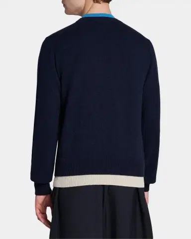Marni Men's Contrast Trim Cashmere Crewneck Sweater | Thumbnail 3