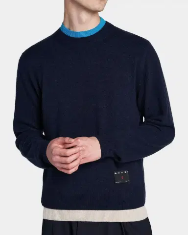 Marni Men's Contrast Trim Cashmere Crewneck Sweater | Thumbnail 4