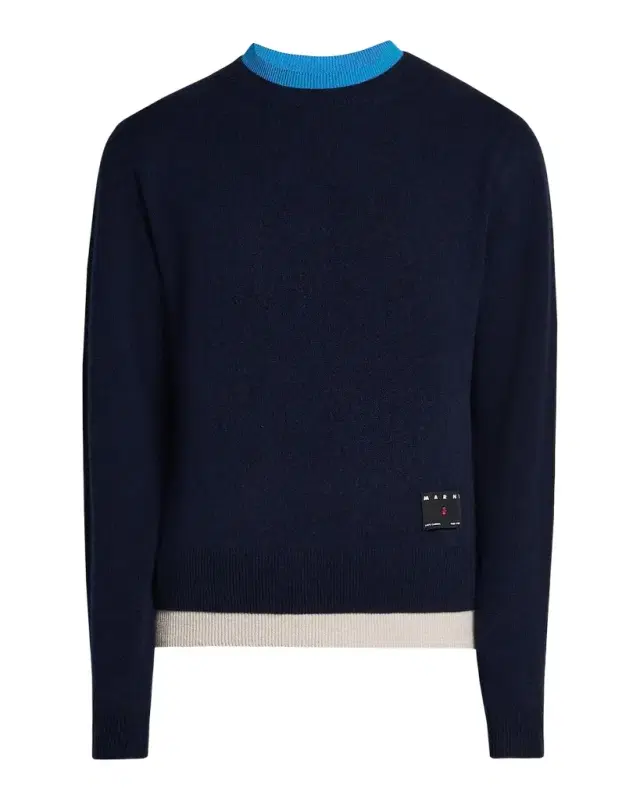 Marni Men 's Contrast Trim Cashmere Crewneck Sweater