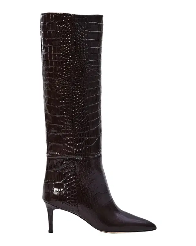 Paris Texas 60mm Croc-Embossed Leather Knee-High Boots
