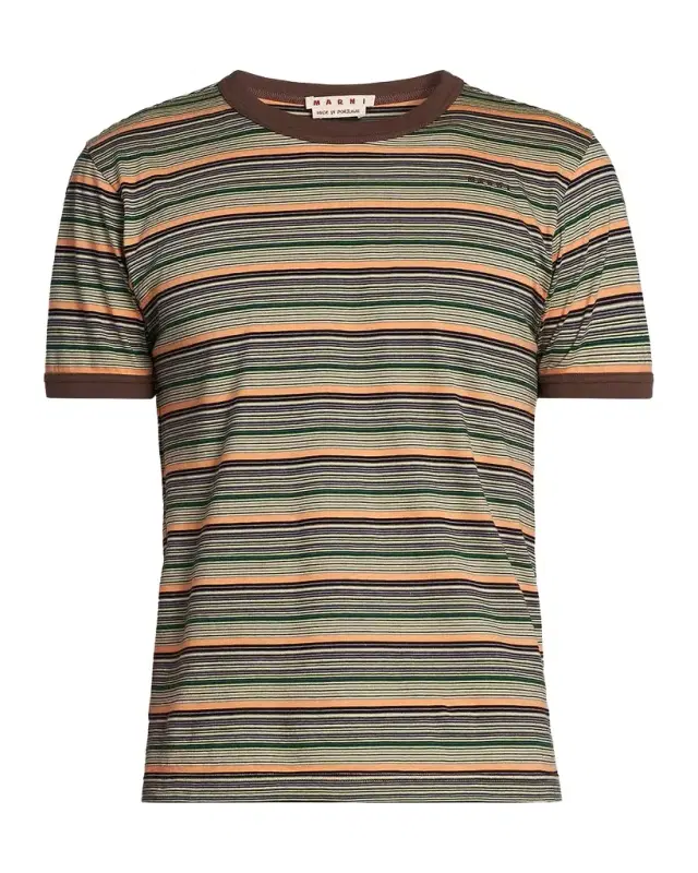 Marni Men 's Striped Cotton Crewneck T-Shirt