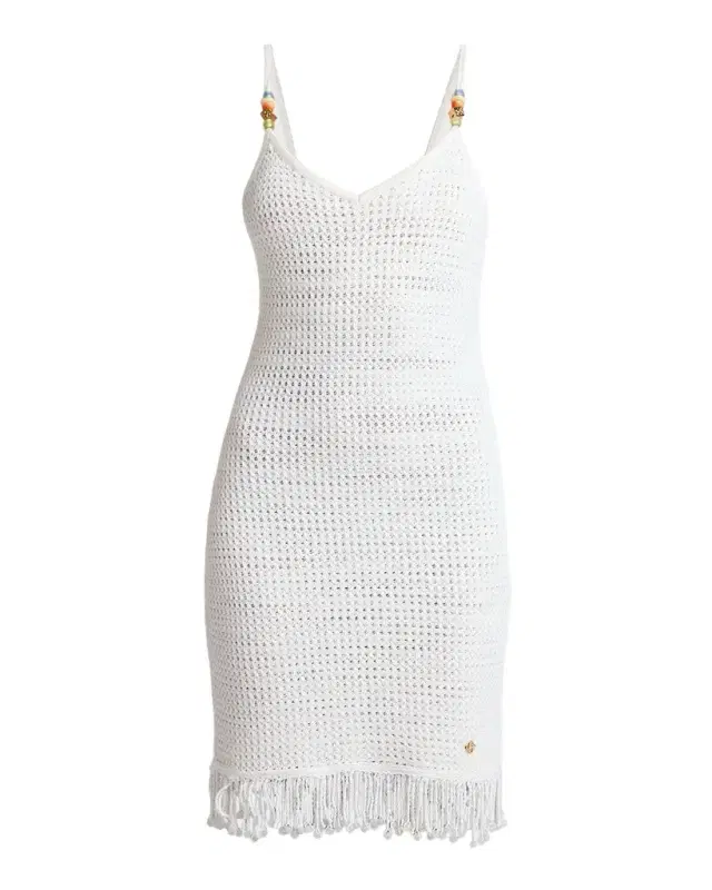 Casablanca Crochet Fringe Mini Dress