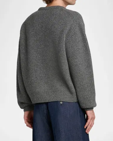 Jil Sander Men 's Fisherman 's Rib Knit Crewneck Sweater | Thumbnail 4