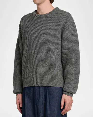 Jil Sander Men 's Fisherman 's Rib Knit Crewneck Sweater | Thumbnail 5