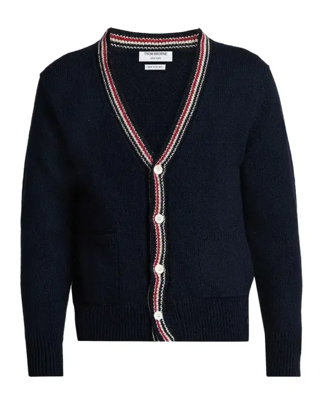 Thom Browne Men 's Donegal RWB Stripe Wool-Mohair Cardigan