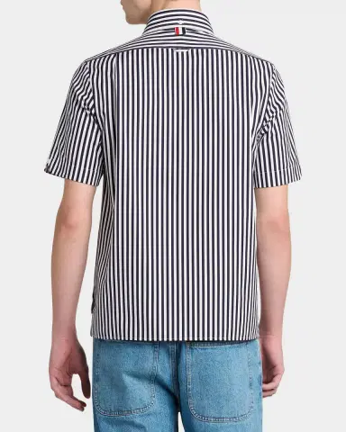 Thom Browne Men's Sailboat-Embroidered Wide Striped Poplin Shirt | Thumbnail 3 Thom Browne Men's Sailboat-Embroidered Wide Striped Poplin Shirt | Thumbnail 3