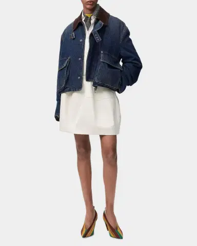 Loewe Corduroy-Collar Denim Short Parka Jacket | Thumbnail 2 Loewe Corduroy-Collar Denim Short Parka Jacket | Thumbnail 2