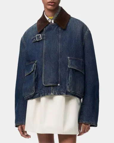 Loewe Corduroy-Collar Denim Short Parka Jacket | Thumbnail 4 Loewe Corduroy-Collar Denim Short Parka Jacket | Thumbnail 4