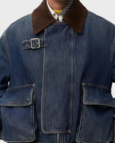 Loewe Corduroy-Collar Denim Short Parka Jacket | Thumbnail 5 Loewe Corduroy-Collar Denim Short Parka Jacket | Thumbnail 5