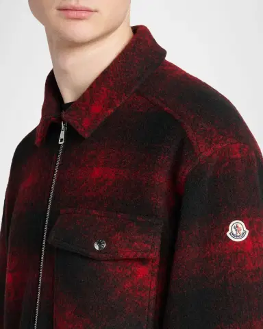 Moncler Men's Buffalo Check Full-Zip Shirt Jacket | Thumbnail 4