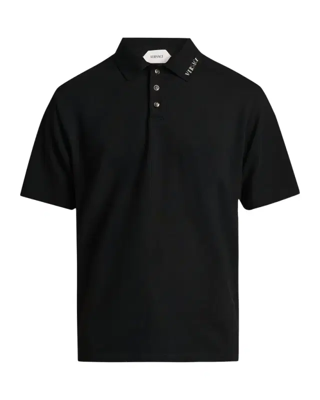 Versace Jeans Couture Men 's Piquet Medusa Buttons Cotton Polo Shirt