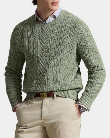 Polo Ralph Lauren Men's Aran-Knit Cotton-Linen Sweater | Thumbnail 4