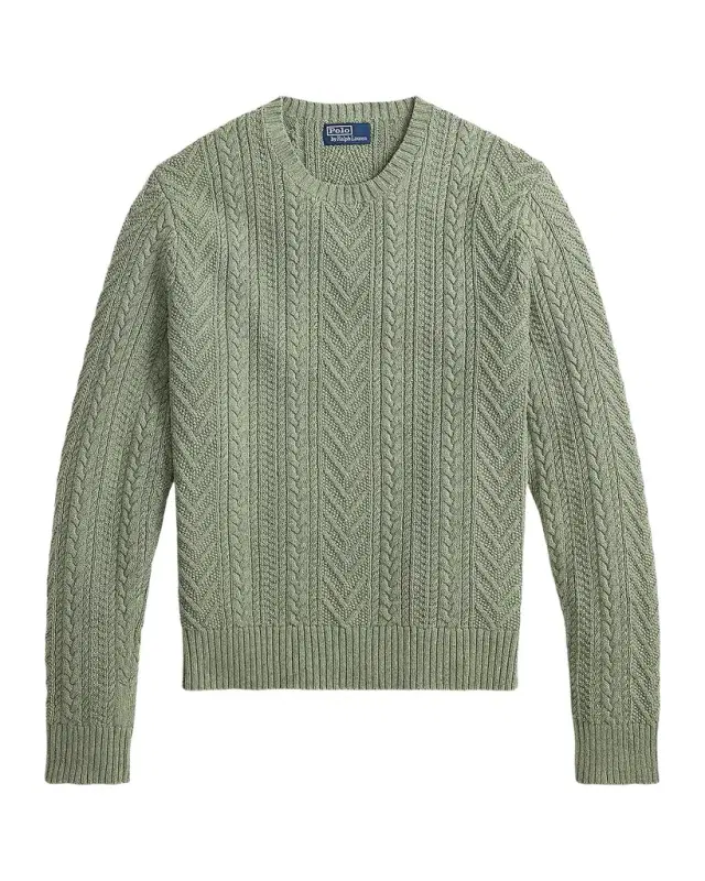Polo Ralph Lauren Men 's Aran-Knit Cotton-Linen Sweater