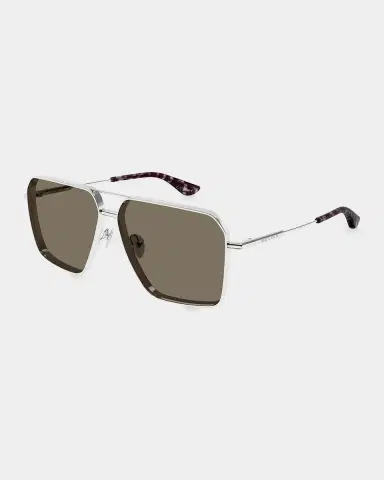 Alexander McQueen Metal Cross-Bar 60MM Navigator Sunglasses | Thumbnail 2