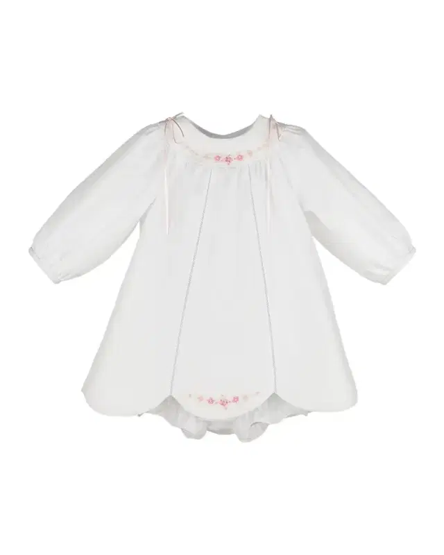 Luli & Me Baby Girl 's 3-Piece Embroidered Cotton-Blend Bonnet, Dress & Bloomers Set