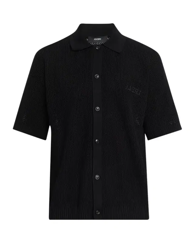 Amiri Men 's Crochet-Knit Mesh Cotton Shirt