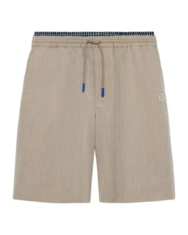 Loewe Men 's Layered-Waistband Cotton-Wool Blend Shorts