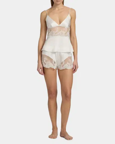 Kiki de Montparnasse Voltaire Lace-Trim Stretch-Silk Shorts | Thumbnail 2 Kiki de Montparnasse Voltaire Lace-Trim Stretch-Silk Shorts | Thumbnail 2