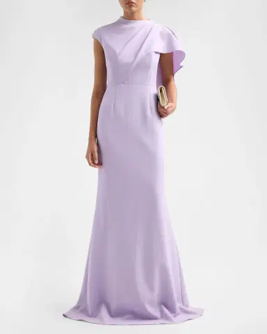 Rickie Freeman for Teri Jon Asymmetric Drape Cape Gown | Thumbnail 2