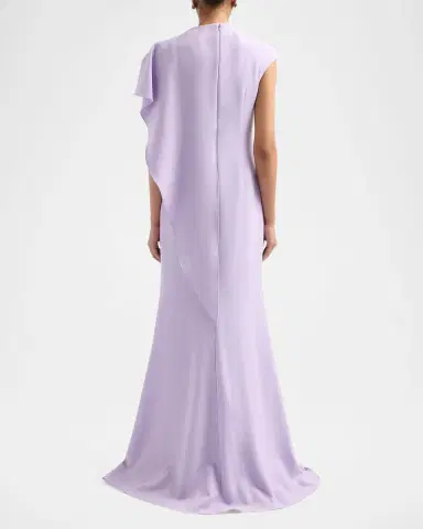 Rickie Freeman for Teri Jon Asymmetric Drape Cape Gown | Thumbnail 3