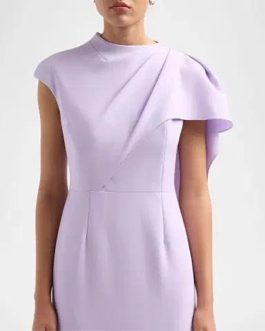 Rickie Freeman for Teri Jon Asymmetric Drape Cape Gown | Thumbnail 5