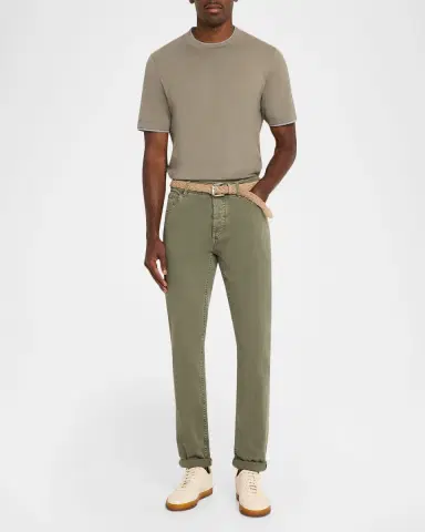 Brunello Cucinelli Men's Dyed Denim Slim-Straight Leg Five-Pocket Pants | Thumbnail 2 Brunello Cucinelli Men's Dyed Denim Slim-Straight Leg Five-Pocket Pants | Thumbnail 2