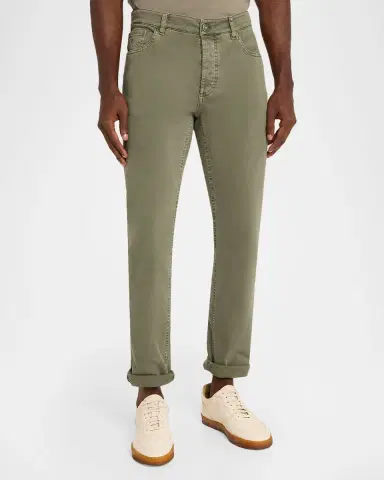 Brunello Cucinelli Men's Dyed Denim Slim-Straight Leg Five-Pocket Pants | Thumbnail 4 Brunello Cucinelli Men's Dyed Denim Slim-Straight Leg Five-Pocket Pants | Thumbnail 4