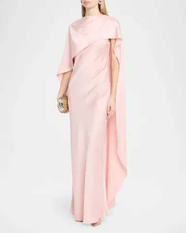 Simkhai Izel Satin Cape Dress | Thumbnail 4 Simkhai Izel Satin Cape Dress | Thumbnail 4
