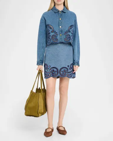 Ulla Johnson Bobbi Embroidered Denim Jacket | Thumbnail 2 Ulla Johnson Bobbi Embroidered Denim Jacket | Thumbnail 2