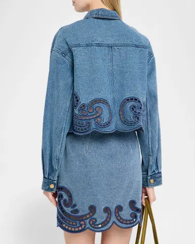 Ulla Johnson Bobbi Embroidered Denim Jacket | Thumbnail 3 Ulla Johnson Bobbi Embroidered Denim Jacket | Thumbnail 3