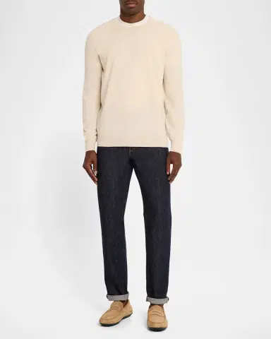 Brunello Cucinelli Men's Cashmere Melange Crewneck Sweater | Thumbnail 2 Brunello Cucinelli Men's Cashmere Melange Crewneck Sweater | Thumbnail 2