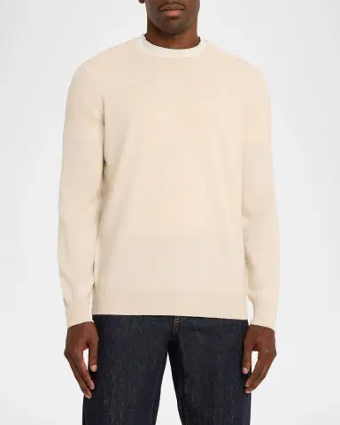Brunello Cucinelli Men's Cashmere Melange Crewneck Sweater | Thumbnail 4 Brunello Cucinelli Men's Cashmere Melange Crewneck Sweater | Thumbnail 4