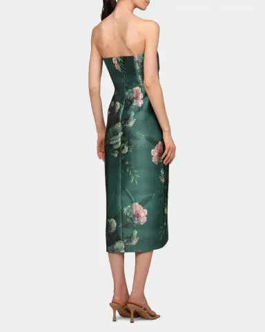 Kay Unger New York Amelie Floral Satin Tea-Length Dress | Thumbnail 3