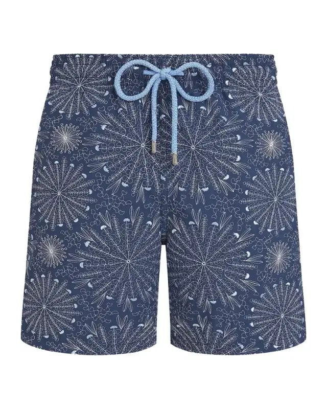 Vilebrequin Men's Mistral Embroidered Sea Urchin Swim Trunks