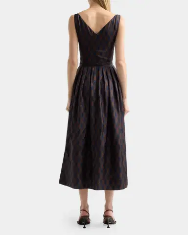Oscar de la Renta Sleeveless Argyle Silk Belted Midi Dress | Thumbnail 4 Oscar de la Renta Sleeveless Argyle Silk Belted Midi Dress | Thumbnail 4