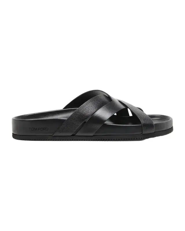 TOM FORD Men 's Crisscross Strap Leather Sandals