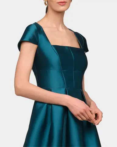 Kay Unger New York Amaya Floral Satin Tea-Length Dress | Thumbnail 5 Kay Unger New York Amaya Floral Satin Tea-Length Dress | Thumbnail 5