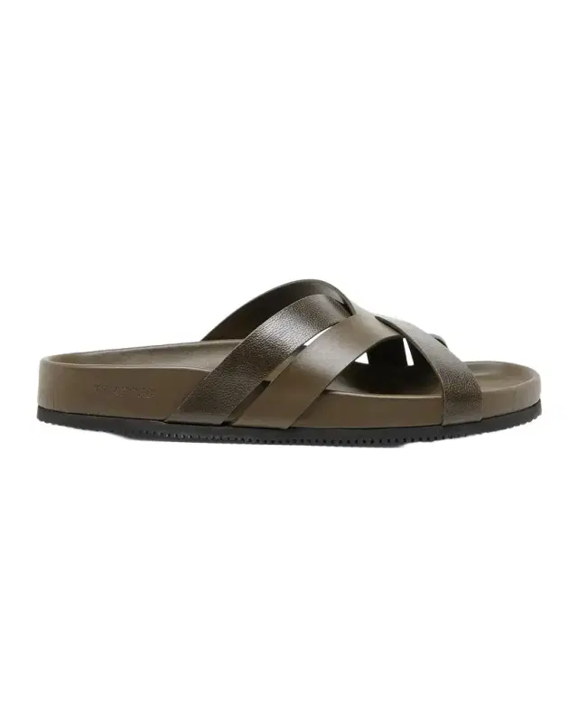 TOM FORD Men 's Crisscross Strap Leather Sandals